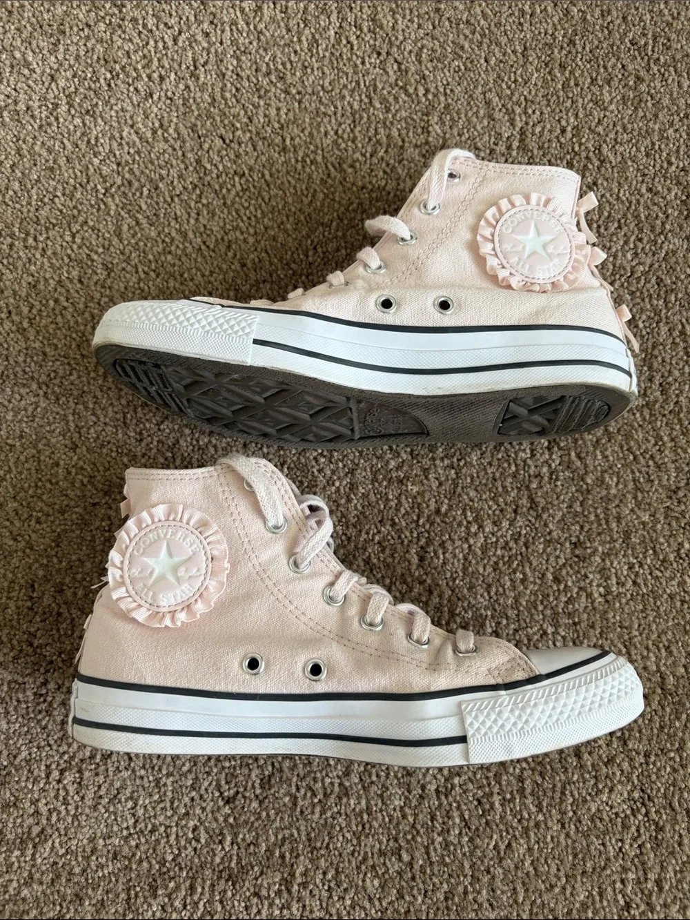 Converse Chuck Taylor All Star Ruffles and Bows High Top Sneakers Pink & White s